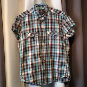 H&M “cut-off” short sleeve fitted large shirt